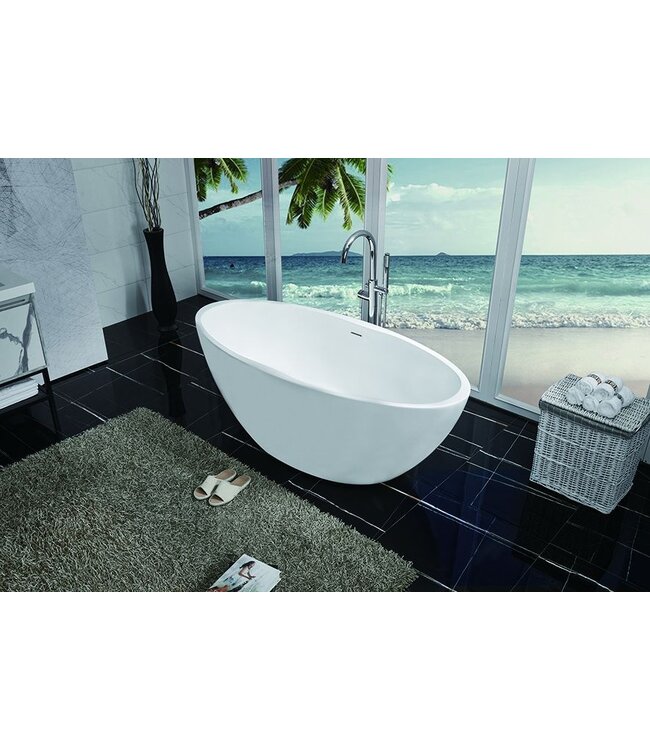 Vrijstaand bad Ovaal Nicosa 170x78x60 cm Mat Wit Acryl met clickwaste