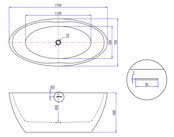 Vrijstaand bad Ovaal Nicosa 170x78x60 cm Mat Wit Acryl met clickwaste