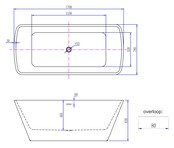 Vrijstaand bad Rechthoekig Larx 170x78x60 cm Wit Acryl met clickwaste
