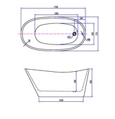 Wiesbaden Vrijstaand bad Ovaal Trapeze 170x77x66 cm Glans Wit Acryl met clickwaste