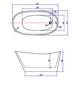 Vrijstaand bad Ovaal Trapeze 150x72x66 cm Glans Wit Acryl met clickwaste