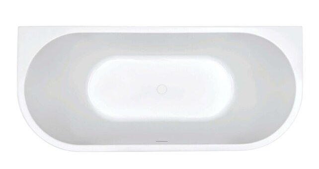 Half Vrijstaand Bad Wall 180x80x58cm Wit met Waste glans Wit