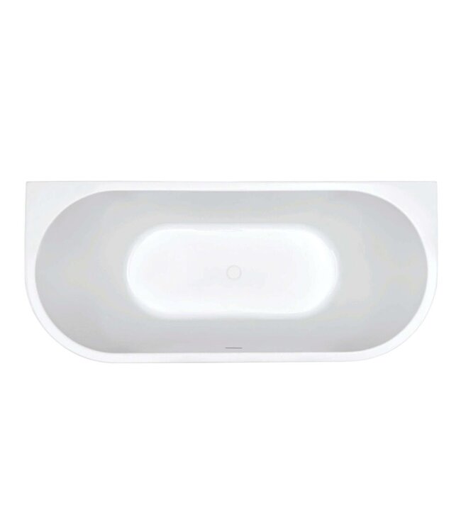 Half Vrijstaand Bad Wall 180x80x58cm Wit met Waste glans Wit