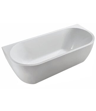 Wiesbaden Half Vrijstaand Bad Wall 180x80x58cm Wit met Waste glans Wit