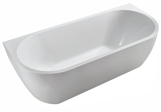 Half Vrijstaand Bad Wall 180x80x58cm Mat Wit met Waste Mat Wit