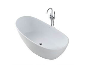 Wiesbaden Vrijstaand Bad Eva 179x84x64 cm Solid Surface Mat Wit