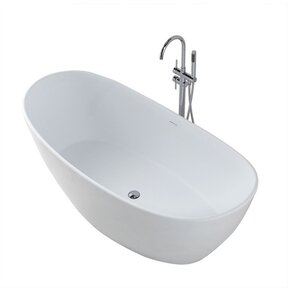 Wiesbaden Vrijstaand Bad Eva 179x84x64 cm Solid Surface Mat Wit