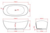 Wiesbaden Vrijstaand Bad Eva 179x84x64 cm Ovaal Solid Surface Mat Wit incl. clickwaste en badsifon met flexibele afvoerslang Wiesbaden Vrijstaand Bad Eva 179x84x64 cm Ovaal Solid Surface Mat Wit incl. clickwaste en badsifon met flexibele afvoerslang