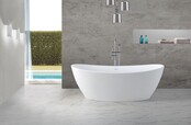 Wiesbaden Vrijstaand Bad Eva 179x84x64 cm Ovaal Solid Surface Mat Wit incl. clickwaste en badsifon met flexibele afvoerslang Wiesbaden Vrijstaand Bad Eva 179x84x64 cm Ovaal Solid Surface Mat Wit incl. clickwaste en badsifon met flexibele afvoerslang