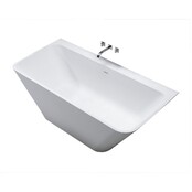 Wiesbaden Half Vrijstaand Bad Inge 180x84x57 cm Solid Surface Mat Wit incl. clickwaste en badsifon met flexibele afvoerslang