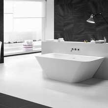 Half Vrijstaand Bad Inge 180x84x57 cm Solid Surface Mat Wit