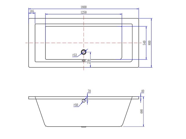 Wiesbaden Santino inbouwbad Duo 180x80x49 cm glans wit