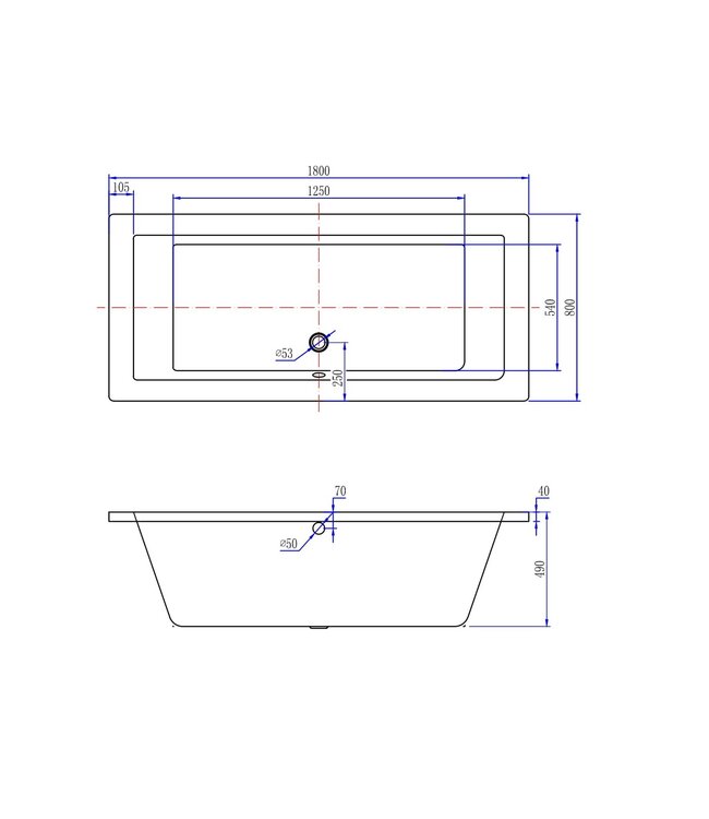 Wiesbaden Santino inbouwbad Duo 180x80x49 cm glans wit
