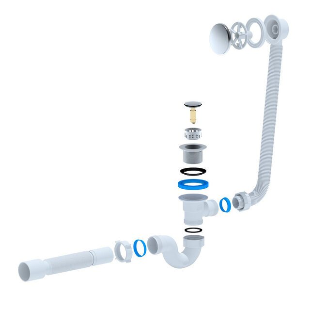 Badsifon Aloni flexibele afvoerbuis met crepine Ø50mm