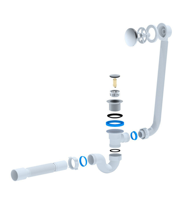 Badsifon Aloni flexibele afvoerbuis met crepine Ø50mm