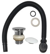 Badsifon Wiesbaden Badafvoer sifon + click waste in chroom & mat wit