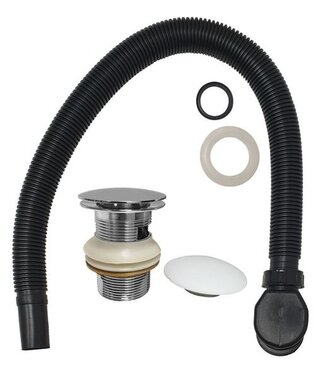 Wiesbaden Badsifon Wiesbaden Badafvoer sifon + click waste in chroom & mat wit