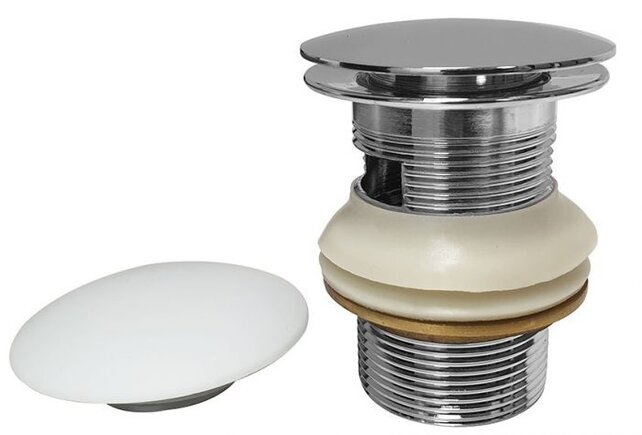 Badsifon Wiesbaden Badafvoer sifon + click waste in chroom & mat wit