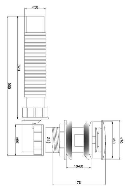 Badsifon Wiesbaden Badafvoer sifon + click waste in chroom & mat wit