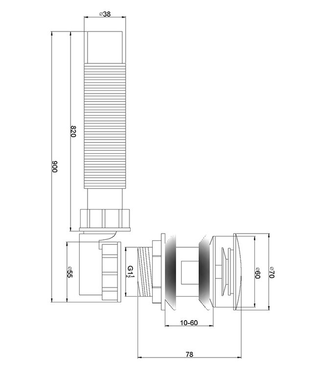 Wiesbaden Badsifon Wiesbaden Badafvoer sifon + click waste in chroom & mat wit