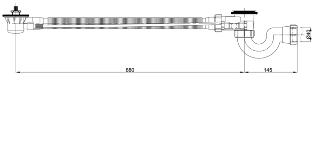 Badsifon Wiesbaden Doblar inbouwdeel badafvoer met overloop