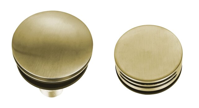 Wiesbaden Caral Geborsteld Messing afbouwdeel rond badafvoer met overloop en vulfunctie