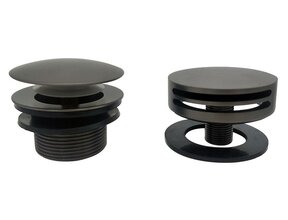 Wiesbaden Caral Gun Metal  afbouwdeel rond badafvoer met overloop en vulfunctie