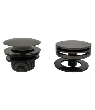 Wiesbaden Wiesbaden Caral Gun Metal  afbouwdeel rond badafvoer met overloop en vulfunctie