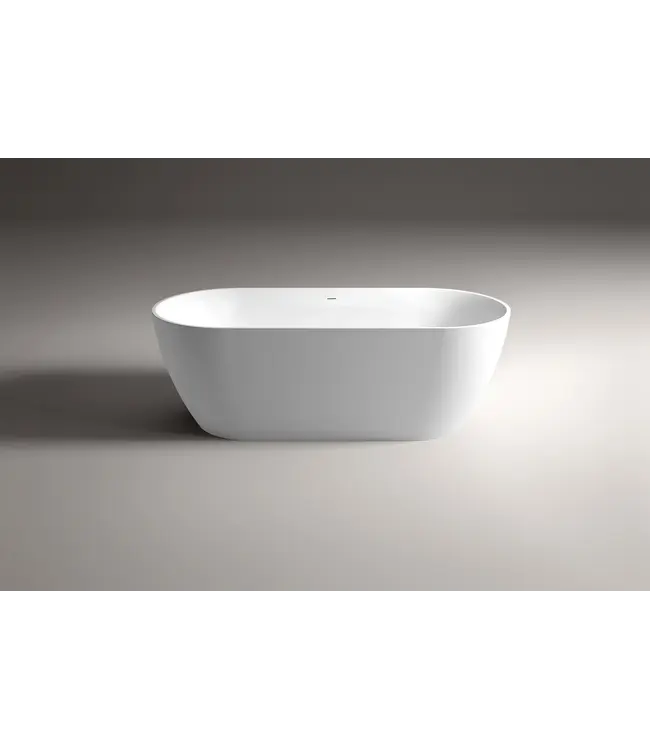 Vrijstaand Bad 180x80x60cm Zwart - Wit Moon Ovaal Acryl Met Afsluitbare Klikplug