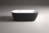 Vrijstaand Bad 180x80x60cm Zwart - Wit Moon Ovaal Acryl Met Afsluitbare Klikplug