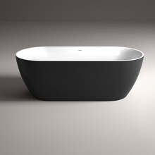 Vrijstaand Bad 180x80x60cm Zwart - Wit Moon Ovaal Acryl Met Afsluitbare Klikplug