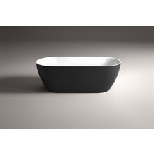 Vrijstaand Bad 180x80x60cm Zwart - Wit Moon Ovaal Acryl Met Afsluitbare Klikplug