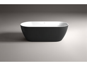 Vrijstaand Bad 180x80x60cm Zwart - Wit Moon Ovaal Acryl Met Afsluitbare Klikplug