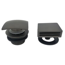 Wiesbaden Gemma Gun Metal  afbouwdeel rond badafvoer met overloop en vulfunctie