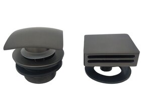 Wiesbaden Gemma Gun Metal  afbouwdeel rond badafvoer met overloop en vulfunctie