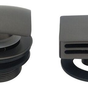 Wiesbaden Gemma Gun Metal  afbouwdeel rond badafvoer met overloop en vulfunctie