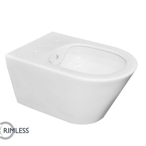 Wiesbaden Stereo Hangtoilet met bidet Randloos Glans Wit excl. wc-bril
