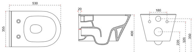 Stereo Hangtoilet met bidet Randloos Glans Wit excl. wc-bril Stereo Hangtoilet met bidet Randloos Glans Wit excl. wc-bril