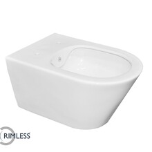 Wiesbaden Stereo Hangtoilet met bidet Randloos Mat Wit excl. wc-bril