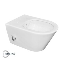 Stereo Hangtoilet met bidet kraan Koud Randloos Mat Wit excl. wc-bril