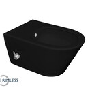 Stereo Hangtoilet met bidet kraan Warm/Koud Mat Zwart Randloos excl. wc-bril