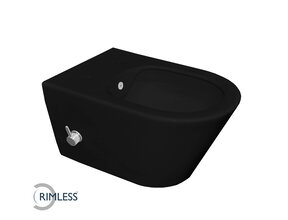 Wiesbaden Stereo Hangtoilet met bidet kraan Warm/Koud Mat Zwart Randloos excl. wc-bril