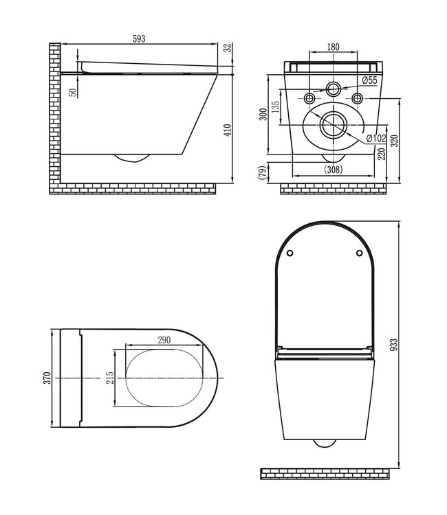 Vesta ECO Japans douche wc randloos met afstandsbediening wit