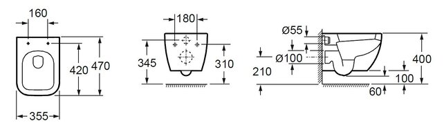 Sky Randloos Hangtoilet Verkort vierkant Wit incl. wc-bril