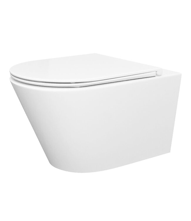 Wiesbaden Stereo Randloos Hangtoilet Glans Wit incl. Wc-bril Flatline