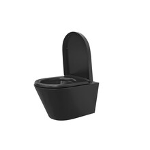 Wiesbaden Stereo Randloos Hangtoilet Mat Zwart incl. Wc-bril Vesta