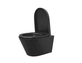 Wiesbaden Stereo Randloos Hangtoilet Mat Zwart incl. Wc-bril Vesta