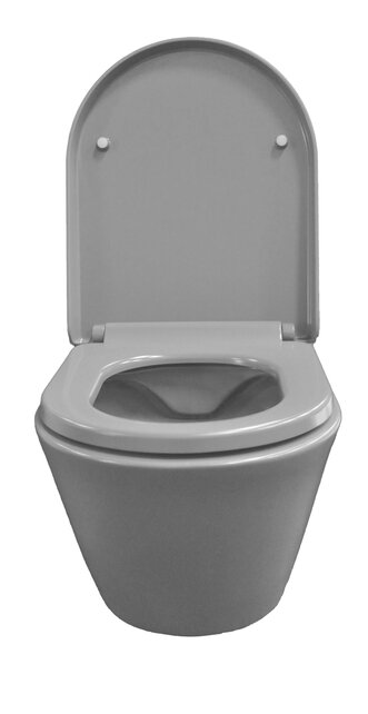 Wiesbaden Stereo Randloos Hangtoilet Mat Grijs incl. Wc-bril Vesta