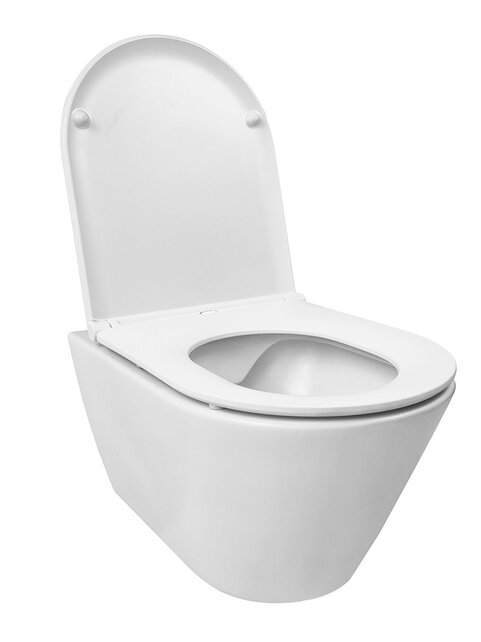 Stereo Randloos Hangtoilet Mat Wit incl. Wc-bril Flatline Stereo Randloos Hangtoilet Mat Wit incl. Wc-bril Flatline