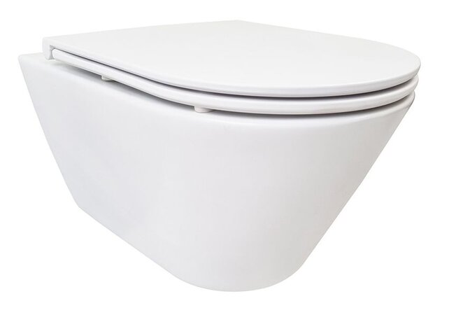 Stereo Randloos Hangtoilet Mat Wit incl. Wc-bril Flatline Stereo Randloos Hangtoilet Mat Wit incl. Wc-bril Flatline